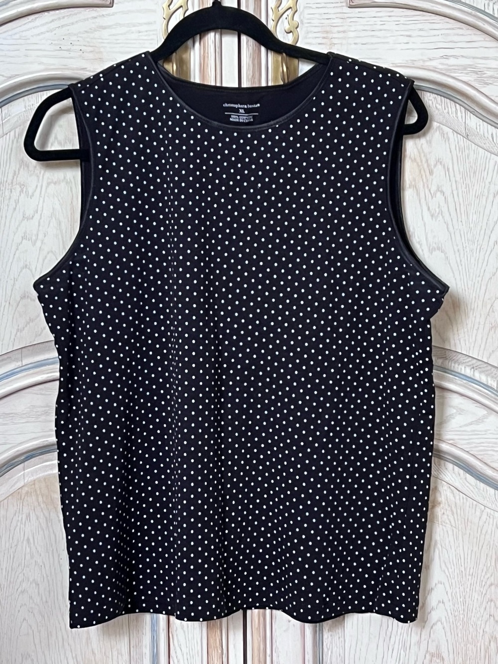 CJ Banks Black Poka Dot Sleeveless Tank Top XL EUC